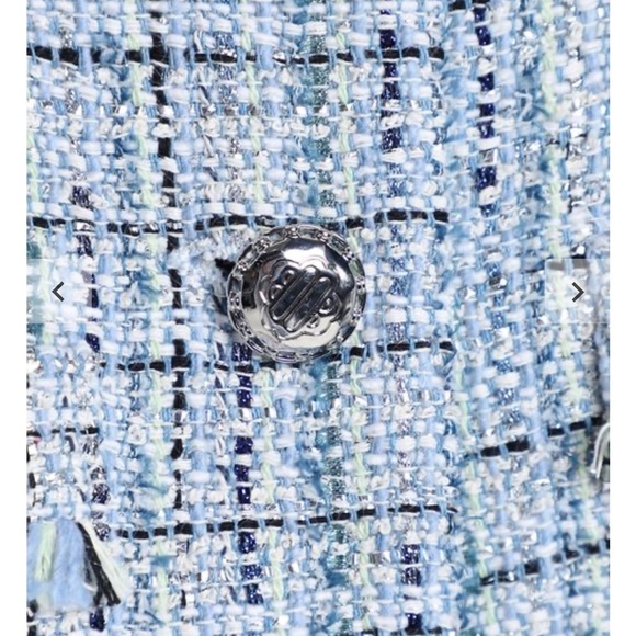 Maje 2 Piece Matching Tweed Short Sleeve Blazer Skort Pleaded Skirt Set Size 38 - Picture 4 of 16